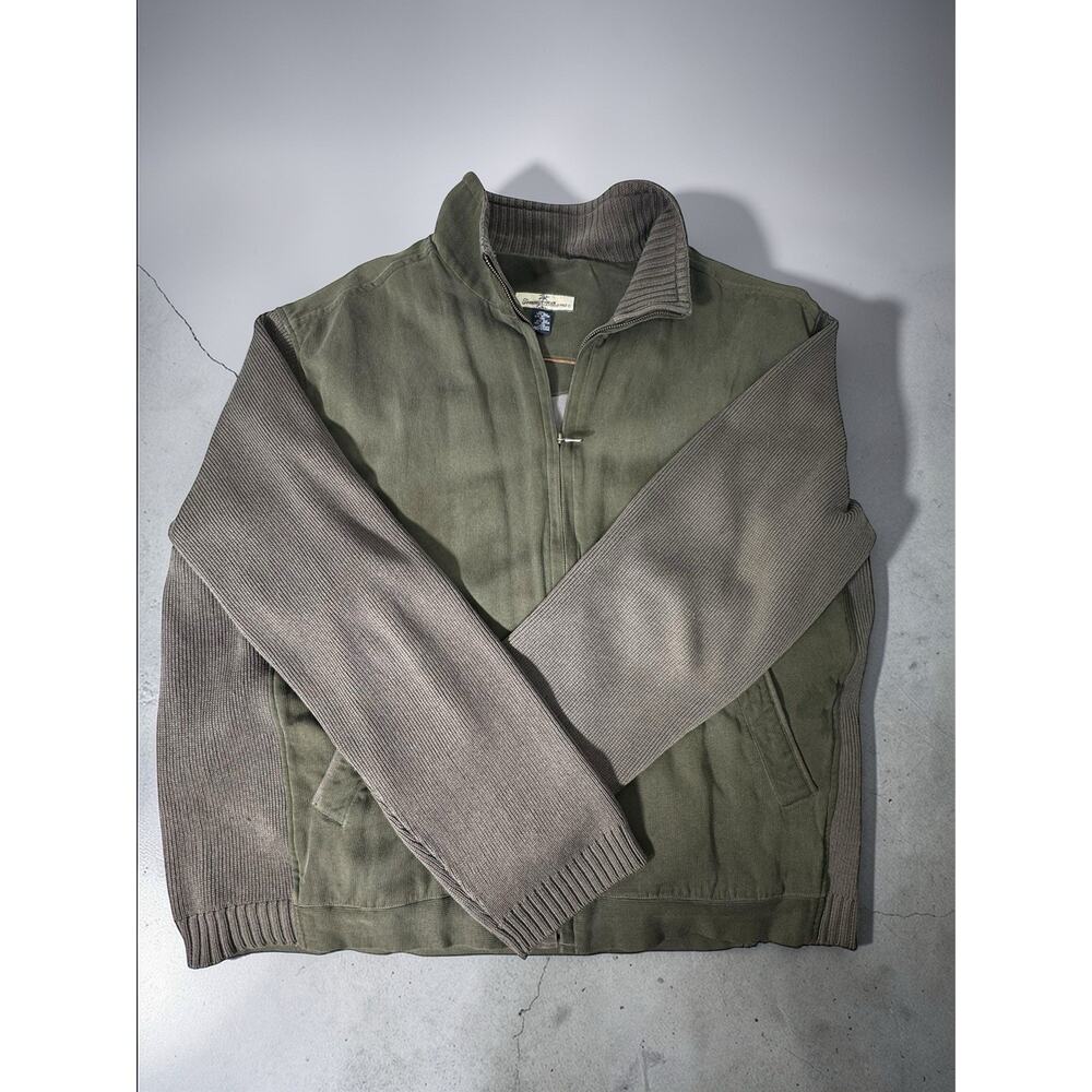 Tommy Bahama Castillian Jet Setter Full Zip Sweater Jacket Olive Green Men’s XXL